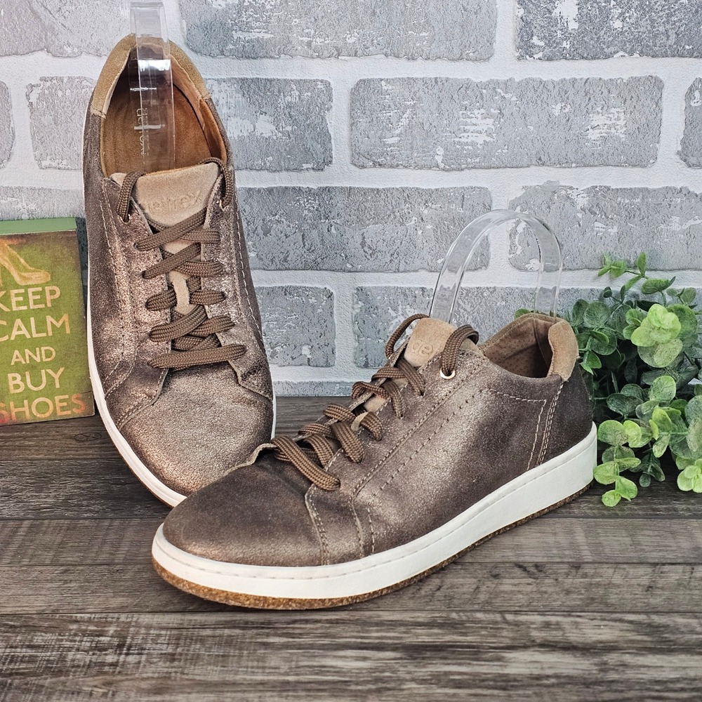 Aetrex Blake Metallic Leather Lace-Up Sneakers Comfort Shoes EU 40 US 9–9.5‎